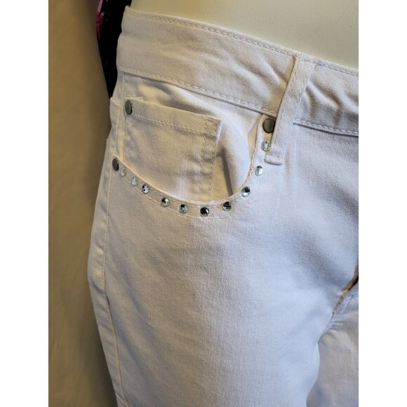 D. Jeans Sz 12 Women's Recycled Twill High Waist Ankle White Jeans Button Up NWT - Picture 2 of 6